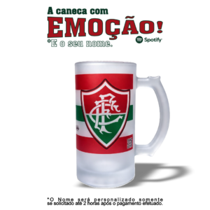 Caneca Chopp de Vidro Jateado Fluminense CFF 475ml